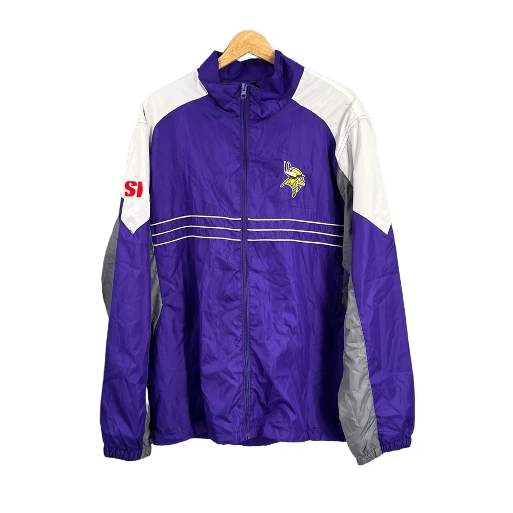 Minnesota Vikings Windbreaker Jacket‎ Reebok Purple Full-Zip NFL Football Large